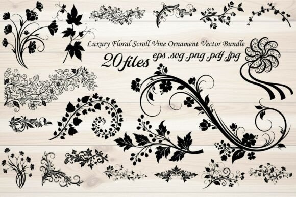 Download Luxury Floral Scroll Vine Ornament - Ornament Collection