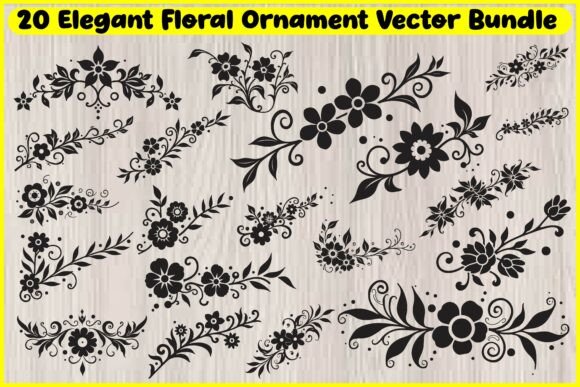 Download 20 Botanical Flourish &amp; Flower Ornament - Ornament Collection