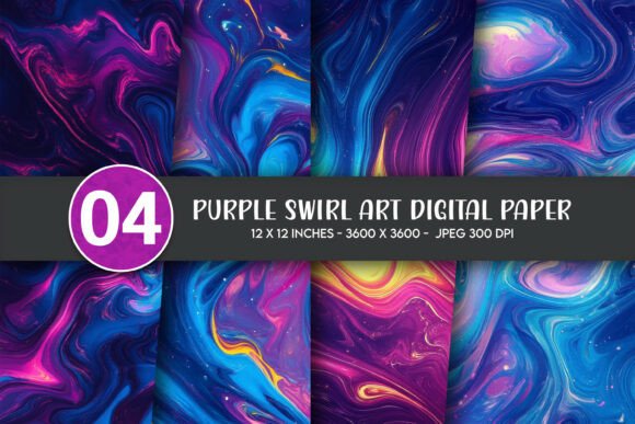 Download Purple Swirl Art Digital Paper - Premium Resources