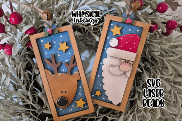 Download Santa Pals Frame Ornaments Laser SVG - Ornament Collection