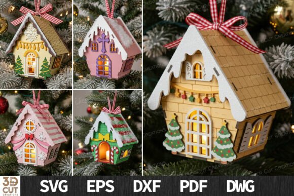 Download 3D Christmas House Ornament Bundle - Ornament Collection
