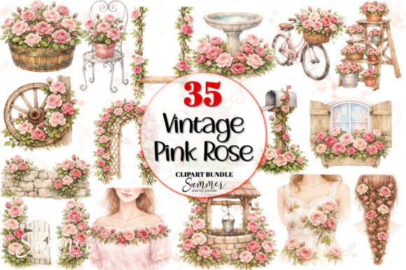 Download Vintage Pink Rose Shabby Chic Clipart - Pink Collection
