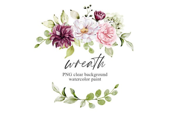 Download Wreath, Pink, White Watercolor Flowers - Pink Collection