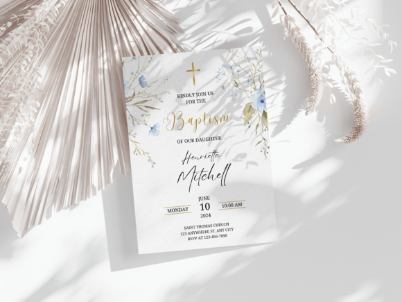 Download Baptism Invitation Template, Rustic Pink - Pink Collection